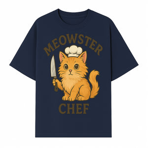 Meowster Chef Cat Art Print - Cute Orange Kitty with Chef Hat & Knife, Perfect for Cat Lovers' Kitchen Decor - T-shirt 1758181726022.jpg