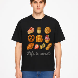Life is Sweet Kitchen Decor Art Print - Whimsical Food Illustration with Desserts, Treats, and Snacks - T-shirt 1758181726162.jpg