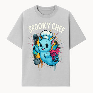 Spooky Chef Ghost Graphic Tee - Fun Halloween T-Shirt with Colorful Cartoon Design for Kids and Adults - T-shirt 1758181726222.jpg