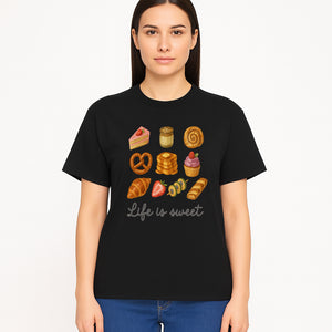 Life is Sweet Kitchen Decor Art Print - Whimsical Food Illustration with Desserts, Treats, and Snacks - T-shirt 1758181726303.jpg