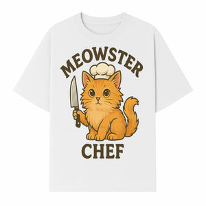 Meowster Chef Cat Art Print - Cute Orange Kitty with Chef Hat & Knife, Perfect for Cat Lovers' Kitchen Decor - T-shirt 1758181726396.jpg
