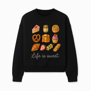 Life is Sweet Kitchen Decor Art Print - Whimsical Food Illustration with Desserts, Treats, and Snacks - Sweatshirt 1758181726598.jpg