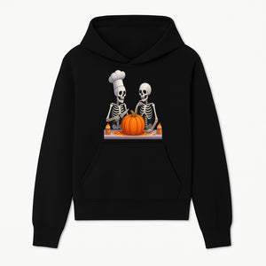 Skeleton Chef Pumpkin Carving Decor - Fun Halloween Kitchen Art Print - Hoodie 1758181726666.jpg