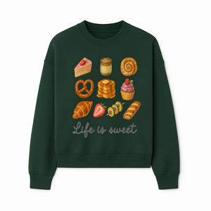 Life is Sweet Kitchen Decor Art Print - Whimsical Food Illustration with Desserts, Treats, and Snacks - Sweatshirt 1758181726891.jpg
