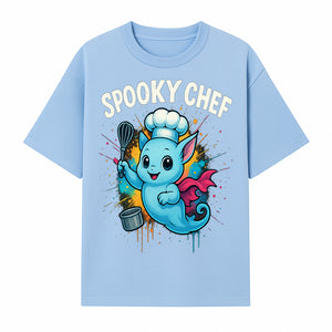Spooky Chef Ghost Graphic Tee - Fun Halloween T-Shirt with Colorful Cartoon Design for Kids and Adults - T-shirt 1758181727011.jpg