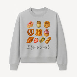 Life is Sweet Kitchen Decor Art Print - Whimsical Food Illustration with Desserts, Treats, and Snacks - Sweatshirt 1758181727032.jpg