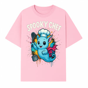 Spooky Chef Ghost Graphic Tee - Fun Halloween T-Shirt with Colorful Cartoon Design for Kids and Adults - T-shirt 1758181727146.jpg