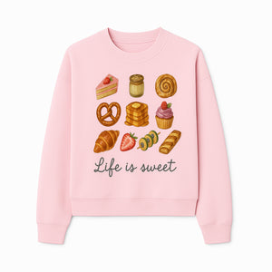 Life is Sweet Kitchen Decor Art Print - Whimsical Food Illustration with Desserts, Treats, and Snacks - Sweatshirt 1758181727316.jpg