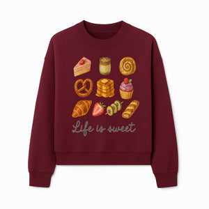 Life is Sweet Kitchen Decor Art Print - Whimsical Food Illustration with Desserts, Treats, and Snacks - Sweatshirt 1758181727450.jpg