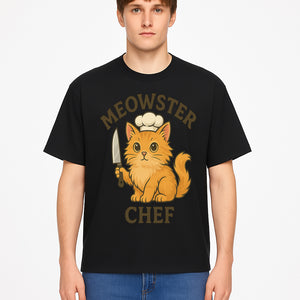 Meowster Chef Cat Art Print - Cute Orange Kitty with Chef Hat & Knife, Perfect for Cat Lovers' Kitchen Decor - T-shirt 1758181727524.jpg