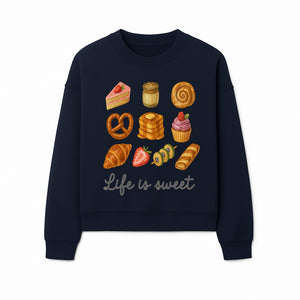 Life is Sweet Kitchen Decor Art Print - Whimsical Food Illustration with Desserts, Treats, and Snacks - Sweatshirt 1758181727591.jpg