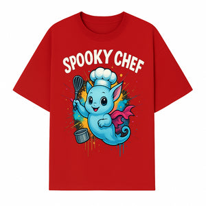 Spooky Chef Ghost Graphic Tee - Fun Halloween T-Shirt with Colorful Cartoon Design for Kids and Adults - T-shirt 1758181727602.jpg