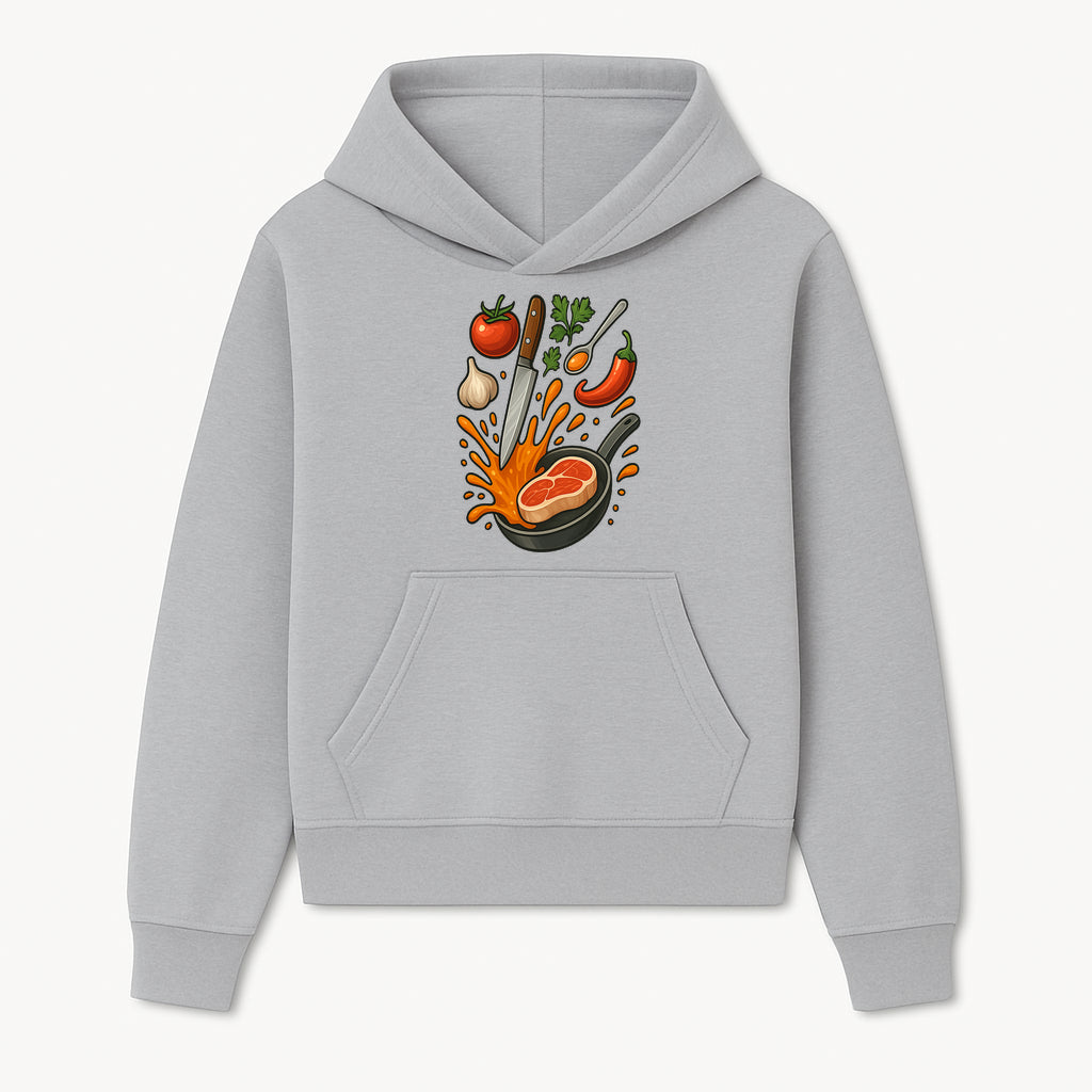Cooking Illustration Artwork with Meat, Vegetables, and Knife for Kitchen Wall Decor, Chefs Gift, Culinary Art Print - Hoodie 1758181727666.jpg