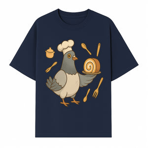 Chef Pigeon Serving Cake Design T-Shirt | Cute Bird Baking Graphic Tee | Fun Cooking Gift for Bird Lovers & Bakers - T-shirt 1758181727751.jpg