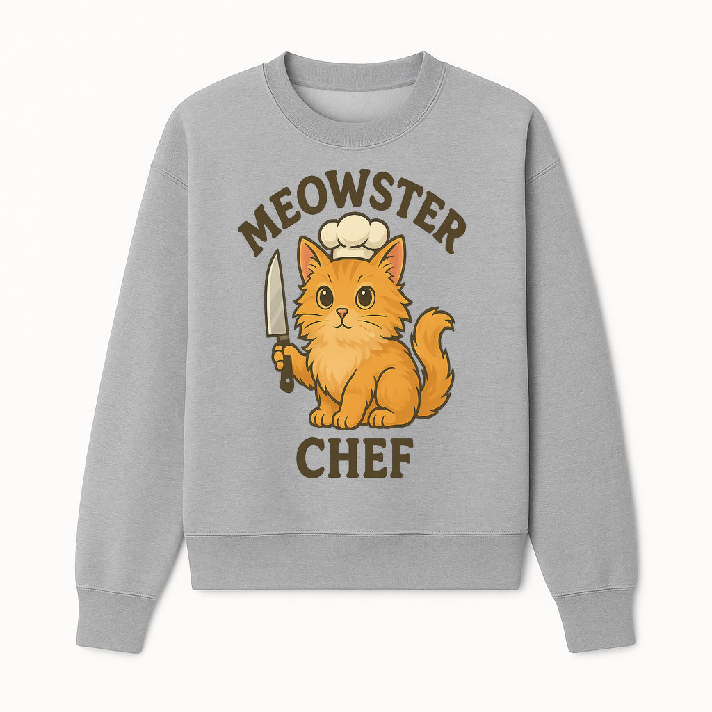 Meowster Chef Cat Art Print - Cute Orange Kitty with Chef Hat & Knife, Perfect for Cat Lovers' Kitchen Decor - Sweatshirt 1758181727852.jpg