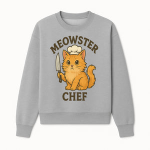 Meowster Chef Cat Art Print - Cute Orange Kitty with Chef Hat & Knife, Perfect for Cat Lovers' Kitchen Decor - Sweatshirt 1758181727852.jpg