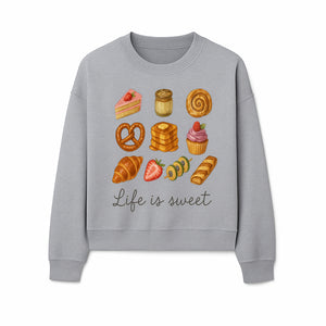 Life is Sweet Kitchen Decor Art Print - Whimsical Food Illustration with Desserts, Treats, and Snacks - Sweatshirt 1758181727868.jpg
