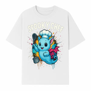 Spooky Chef Ghost Graphic Tee - Fun Halloween T-Shirt with Colorful Cartoon Design for Kids and Adults - T-shirt 1758181727881.jpg