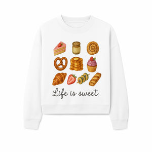 Life is Sweet Kitchen Decor Art Print - Whimsical Food Illustration with Desserts, Treats, and Snacks - Sweatshirt 1758181728014.jpg