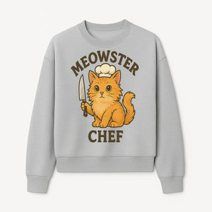 Meowster Chef Cat Art Print - Cute Orange Kitty with Chef Hat & Knife, Perfect for Cat Lovers' Kitchen Decor - Sweatshirt 1758181728456.jpg