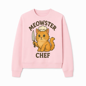 Meowster Chef Cat Art Print - Cute Orange Kitty with Chef Hat & Knife, Perfect for Cat Lovers' Kitchen Decor - Sweatshirt 1758181728755.jpg