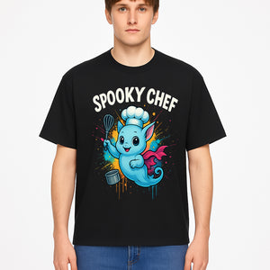 Spooky Chef Ghost Graphic Tee - Fun Halloween T-Shirt with Colorful Cartoon Design for Kids and Adults - T-shirt 1758181729025.jpg