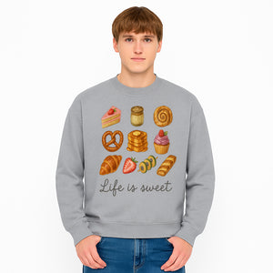 Life is Sweet Kitchen Decor Art Print - Whimsical Food Illustration with Desserts, Treats, and Snacks - Sweatshirt 1758181729153.jpg