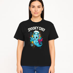 Spooky Chef Ghost Graphic Tee - Fun Halloween T-Shirt with Colorful Cartoon Design for Kids and Adults - T-shirt 1758181729175.jpg