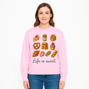 Life is Sweet Kitchen Decor Art Print - Whimsical Food Illustration with Desserts, Treats, and Snacks - Sweatshirt 1758181729276.jpg