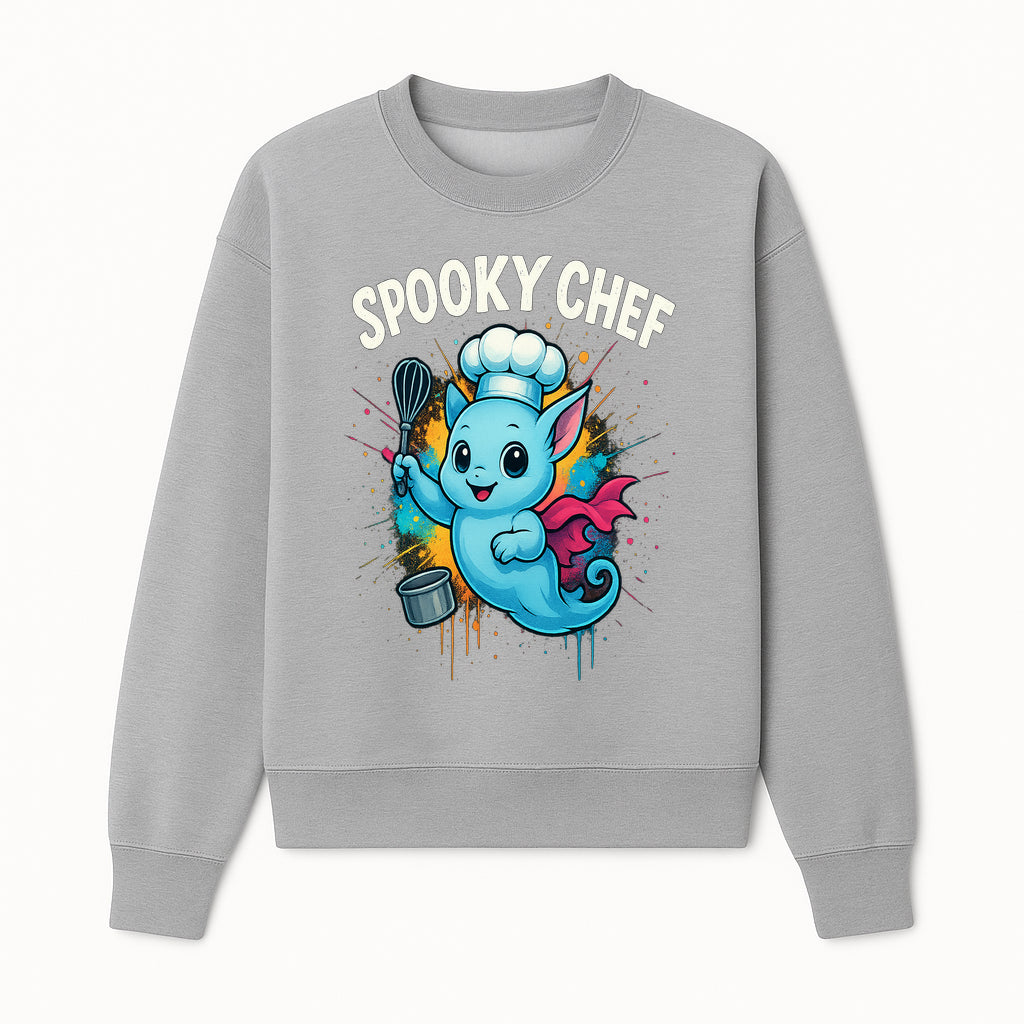 Spooky Chef Ghost Graphic Tee - Fun Halloween T-Shirt with Colorful Cartoon Design for Kids and Adults - Sweatshirt 1758181729314.jpg