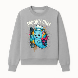 Spooky Chef Ghost Graphic Tee - Fun Halloween T-Shirt with Colorful Cartoon Design for Kids and Adults - Sweatshirt 1758181729314.jpg
