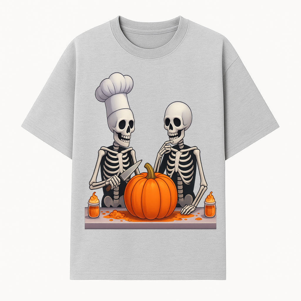 Skeleton Chef Pumpkin Carving Decor - Fun Halloween Kitchen Art Print - T-shirt 1758181729575.jpg