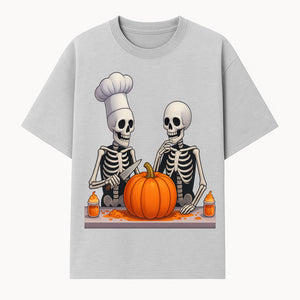 Skeleton Chef Pumpkin Carving Decor - Fun Halloween Kitchen Art Print - T-shirt 1758181729575.jpg