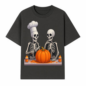 Skeleton Chef Pumpkin Carving Decor - Fun Halloween Kitchen Art Print - T-shirt 1758181729833.jpg