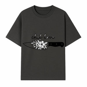 Chef Love Floral Knife Design - Kitchen Decor, Culinary Gift, Chef Gift Ideas, Hand Lettered Art, Cooking Enthusiast Gift - T-shirt 1758181729841.jpg
