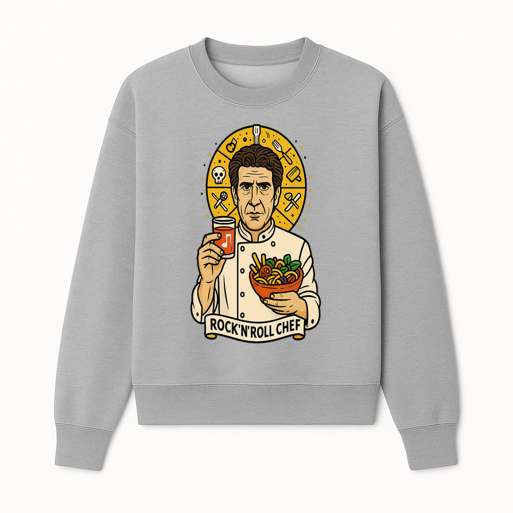 Rock 'n' Roll Chef Graphic Tee | Funky Culinary Art Shirt | Music & Food Lover Gift | Unique Chef Apparel for Foodies - Sweatshirt 1758181730301.jpg