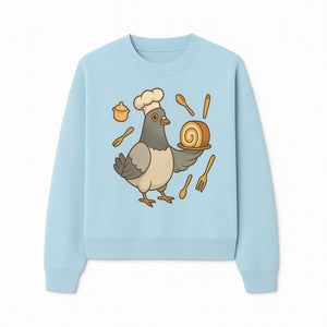 Chef Pigeon Serving Cake Design T-Shirt | Cute Bird Baking Graphic Tee | Fun Cooking Gift for Bird Lovers & Bakers - Sweatshirt 1758181730309.jpg