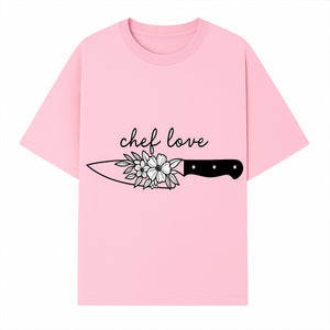 Chef Love Floral Knife Design - Kitchen Decor, Culinary Gift, Chef Gift Ideas, Hand Lettered Art, Cooking Enthusiast Gift - T-shirt 1758181730436.jpg