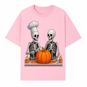 Skeleton Chef Pumpkin Carving Decor - Fun Halloween Kitchen Art Print - T-shirt 1758181730451.jpg