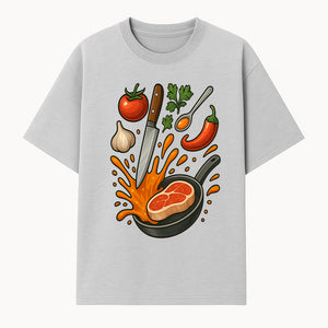Cooking Illustration Artwork with Meat, Vegetables, and Knife for Kitchen Wall Decor, Chefs Gift, Culinary Art Print - T-shirt 1758181730588.jpg