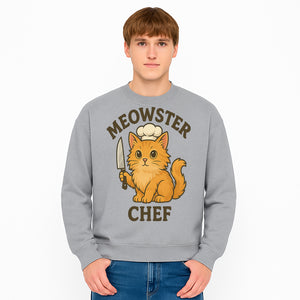 Meowster Chef Cat Art Print - Cute Orange Kitty with Chef Hat & Knife, Perfect for Cat Lovers' Kitchen Decor - Sweatshirt 1758181730591.jpg