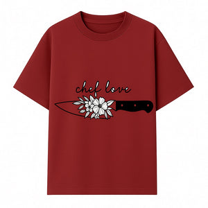 Chef Love Floral Knife Design - Kitchen Decor, Culinary Gift, Chef Gift Ideas, Hand Lettered Art, Cooking Enthusiast Gift - T-shirt 1758181730594.jpg