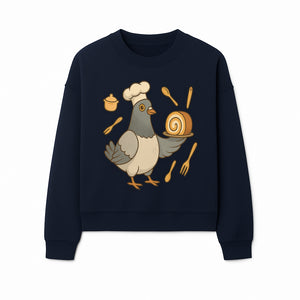 Chef Pigeon Serving Cake Design T-Shirt | Cute Bird Baking Graphic Tee | Fun Cooking Gift for Bird Lovers & Bakers - Sweatshirt 1758181730733.jpg