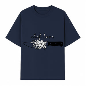 Chef Love Floral Knife Design - Kitchen Decor, Culinary Gift, Chef Gift Ideas, Hand Lettered Art, Cooking Enthusiast Gift - T-shirt 1758181730753.jpg