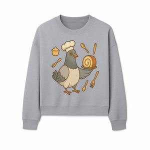 Chef Pigeon Serving Cake Design T-Shirt | Cute Bird Baking Graphic Tee | Fun Cooking Gift for Bird Lovers & Bakers - Sweatshirt 1758181731016.jpg