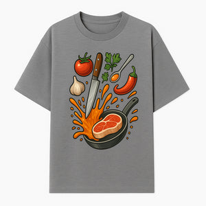 Cooking Illustration Artwork with Meat, Vegetables, and Knife for Kitchen Wall Decor, Chefs Gift, Culinary Art Print - T-shirt 1758181731153.jpg
