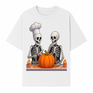 Skeleton Chef Pumpkin Carving Decor - Fun Halloween Kitchen Art Print - T-shirt 1758181731244.jpg