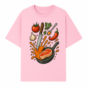 Cooking Illustration Artwork with Meat, Vegetables, and Knife for Kitchen Wall Decor, Chefs Gift, Culinary Art Print - T-shirt 1758181731470.jpg