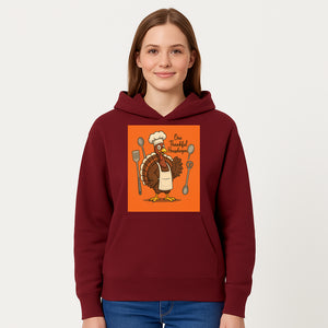 Thankful Turkey Chef T-Shirt, Cute Thanksgiving Gift for Housekeepers, Funny Cooking, Fall Harvest Apparel, Turkey Lover Tee - Hoodie 1758181731495.jpg