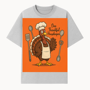 Thankful Turkey Chef T-Shirt, Cute Thanksgiving Gift for Housekeepers, Funny Cooking, Fall Harvest Apparel, Turkey Lover Tee - T-shirt 1758181731641.jpg